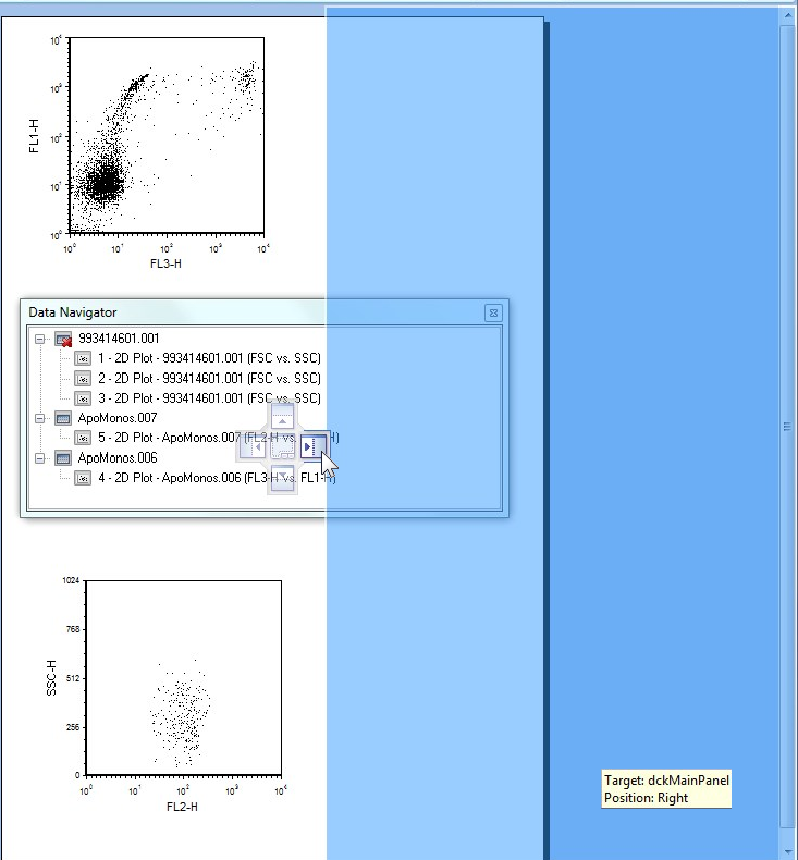 图4.16  Cursor Positioned over Right Docking Zone Selector (光标在右侧停靠区选择钮上)